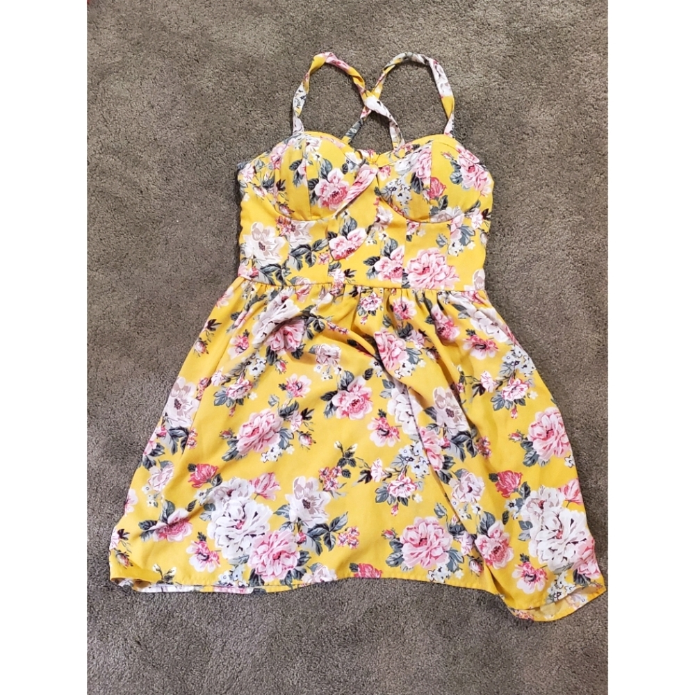 Xhilaration Yellow Floral Sundress